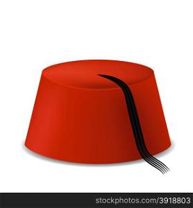 Red Turkish Hat Isolated on White Background. Red Turkish Hat