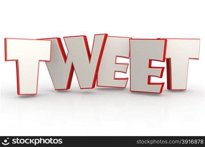 Red tweet word on white background image with hi-res rendered artwork that could be used for any graphic design.