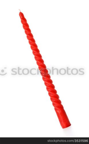 red twisted candle isolated on white background