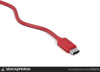 Red USB-C cable on white background
