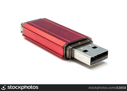 Red USB Flash Drive isolated on white