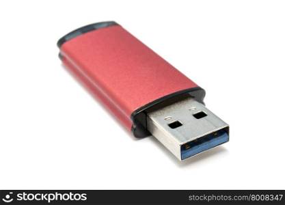 Red USB Flash Drive isolated on white