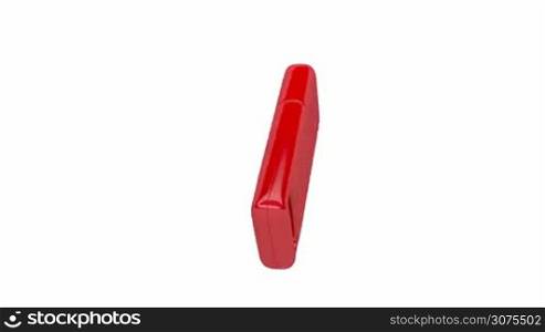 Red usb stick spin on white background