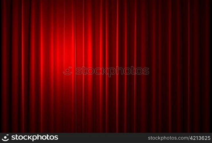 Red velvet curtain opening scene made in 3d