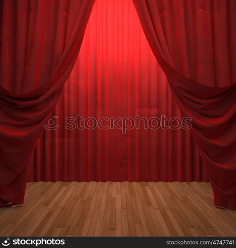 red velvet curtain opening the scene