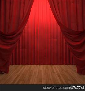 red velvet curtain opening the scene