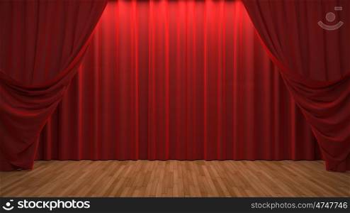 red velvet curtain opening the scene