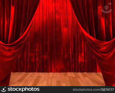 red velvet curtain opening the scene