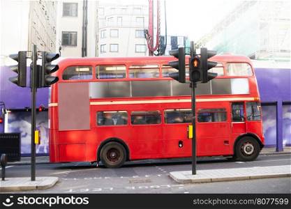 Red vintage bus in London. London City tour
