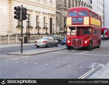 Red vintage bus in London. London City tour