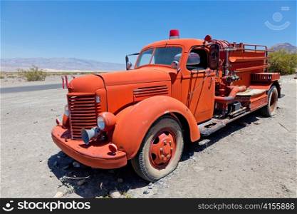 Red vintage firefighter&acute;s truck