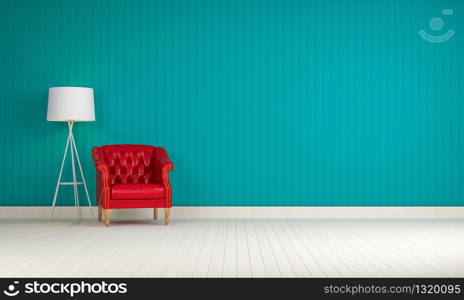 red vintage sofa on the room 3d rendering