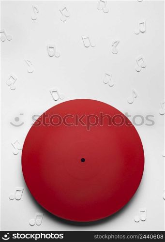 red vinyl with musical notes