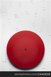 red vinyl with musical notes