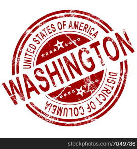 Red Washington stamp with white background, 3D rendering