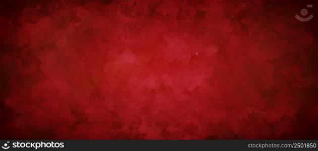 Red watercolor background texture paint, vintage painting with splash in elegant dark red, for website banner design, christmas or valentine concept