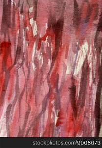 Red watercolor background with brush strokes, streaks, underlinings. High quality photo. Red watercolor background with brush strokes, streaks, underlinings