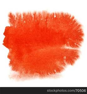 Red watercolor blot isolated over the white background
