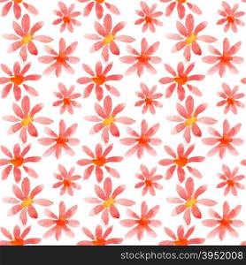 Red watercolor flowers - seamless pattern
