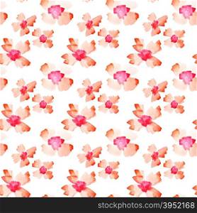 Red watercolor flowers - seamless pattern