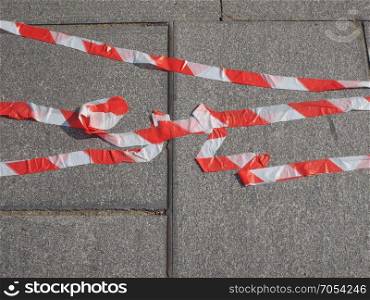 Red white barricade tape. Barricade tape, red and white tape signalling danger