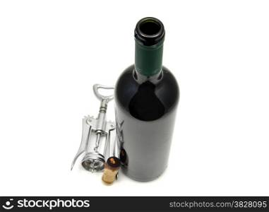 Red wine and corkscrew