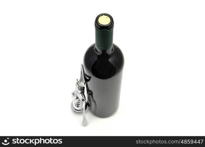 Red wine and corkscrew