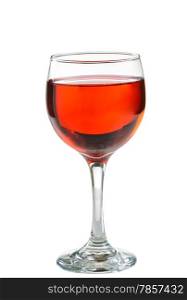 Red wine, blush, in glass isolated on white background