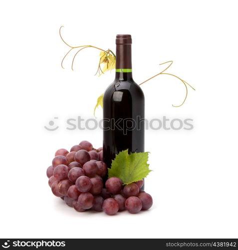 red wine bottle isolated on white background