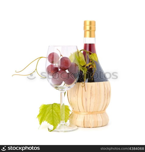 red wine bottle isolated on white background