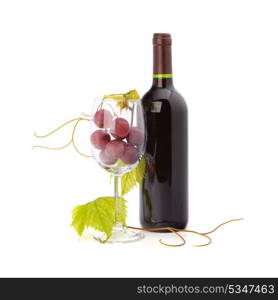 red wine bottle isolated on white background