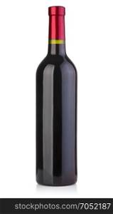 red wine bottle isolated on white with clipping path