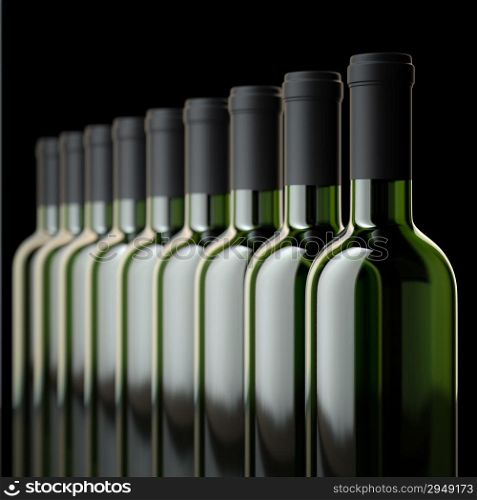 Red Wine Bottles In Wine Cellar Or In Liquor Store