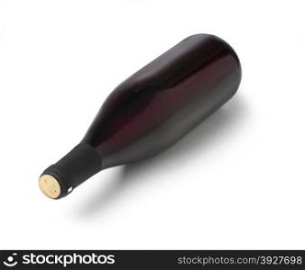 red wine bottles on white background with clipping path
