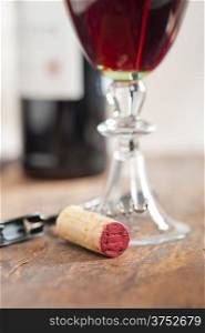 red wine corking and tasting closeup macro