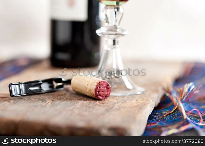 red wine corking and tasting closeup macro