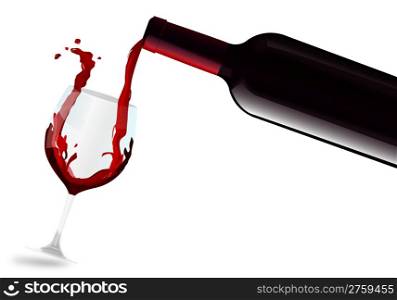 Red wine filling glass