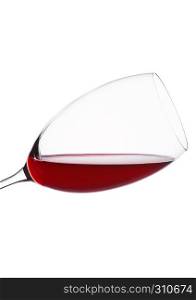 Red wine glass isolated on white background. Still life