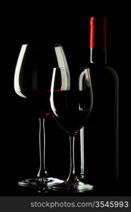 Red Wine Glass silhouette Black Background