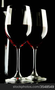 Red Wine Glass silhouette Black Background