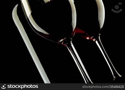 Red Wine Glass silhouette Black Background