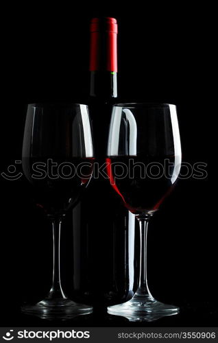 Red Wine Glass silhouette Black Background