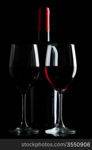 Red Wine Glass silhouette Black Background