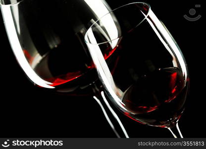 Red Wine Glass silhouette Black Background