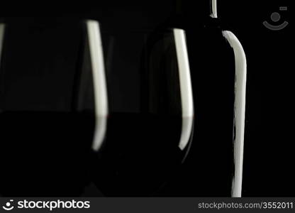 Red Wine Glass silhouette Black Background