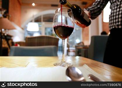 red wine in a French restaurant interior
