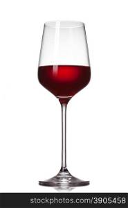 Red wine in glass isolated on white