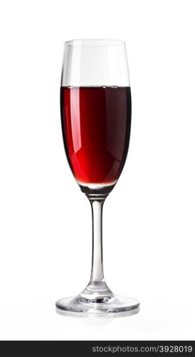 Red Wine in glass on white background. With clipping path