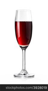 Red Wine in glass on white background. With clipping path