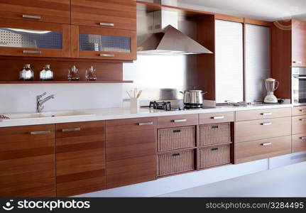 red wood kitchen white kitchen bench modern interior decoration